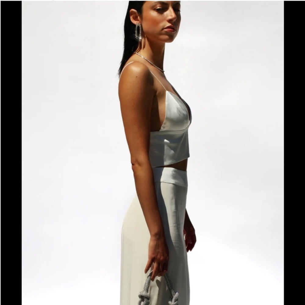Jennifer Hope Foxy Crop Top in White Silk XS